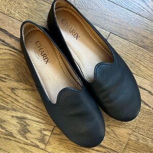 Charix Black Leather Loafer Shoes Slip On Flats Women's Size 40 Size 9.5